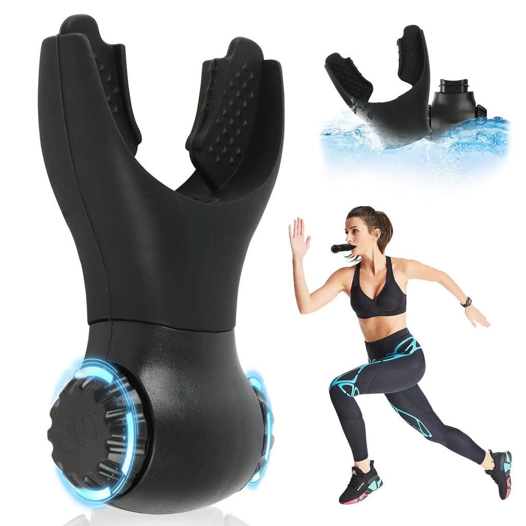 Upgraded Breathing Trainer Portable Resistance Exercise Device with Dual-Adjust System for Max-Improve Strength & Endurance Breathe Fitness Trainer for Sports & Training Easy to Use/Clean Black