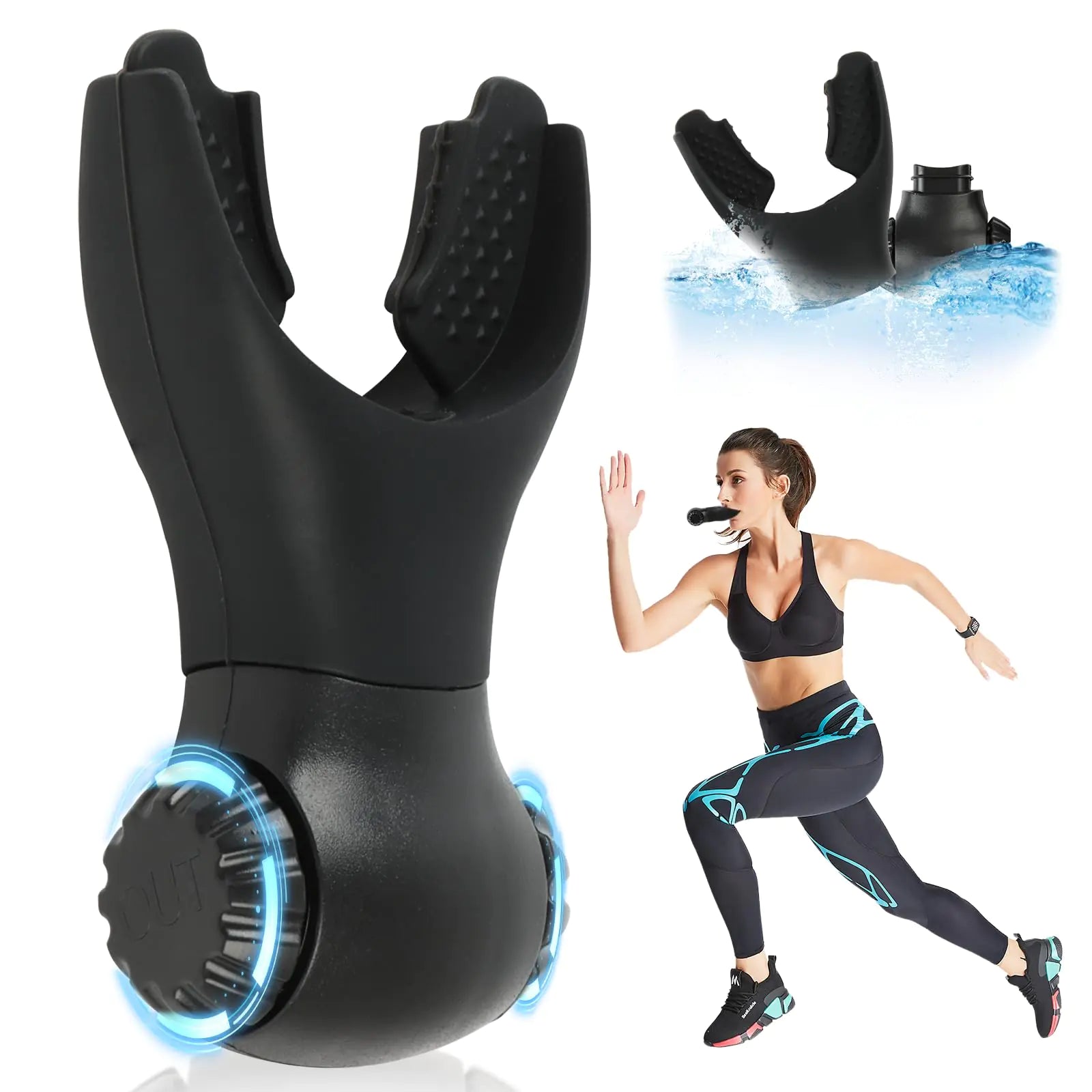 Upgraded Breathing Trainer Portable Resistance Exercise Device with Dual-Adjust System for Max-Improve Strength & Endurance Breathe Fitness Trainer for Sports & Training Easy to Use/Clean Black